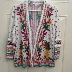 Chico’s Summer Romance Tropical Tassel Hem Cardigan Size:  1